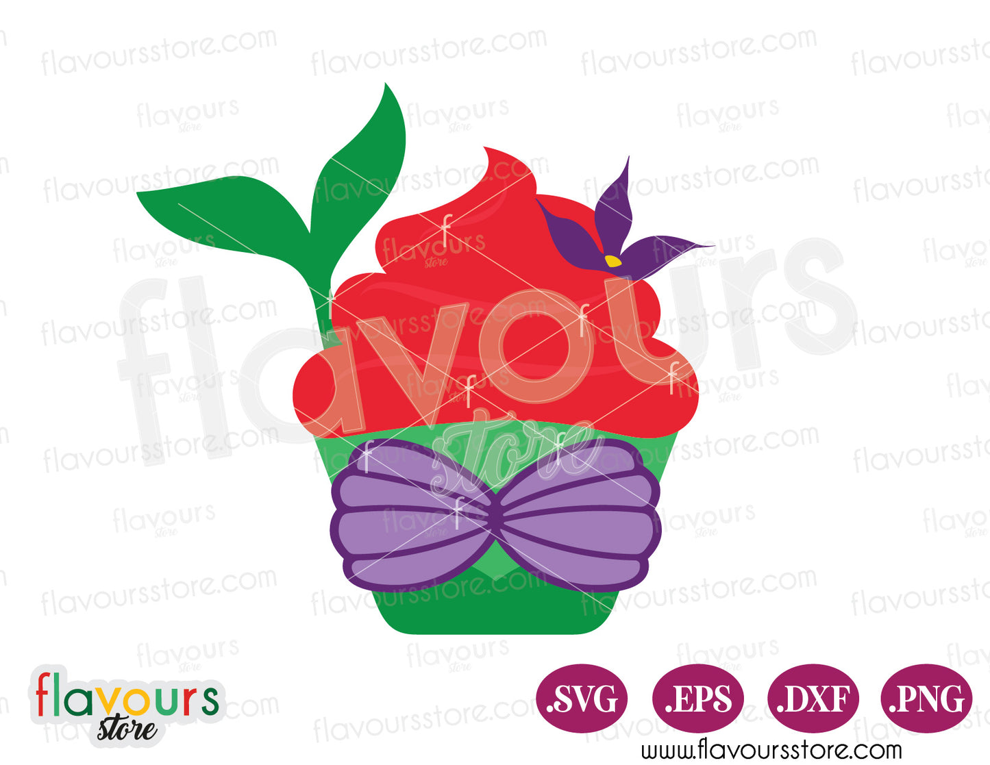 Ariel Cupcake, Little Mermaid Inspired, Disney Princess Cupcakes SVG Cut File