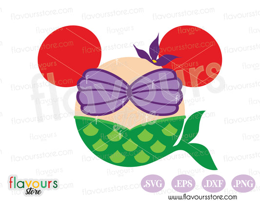 Ariel Little Mermaid Mickey Head Ears SVG