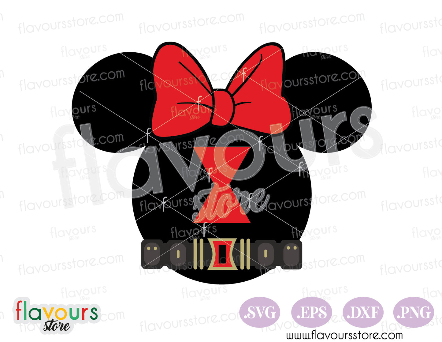 Black Widow Minnie Head Ears SVG