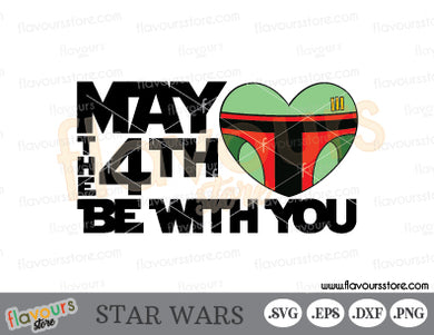 Boba Fett Heart Star Wars Day SVG