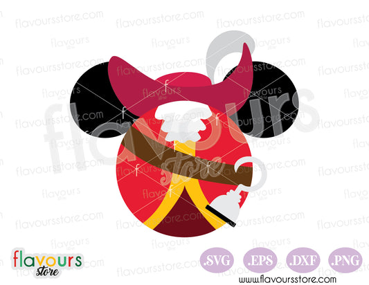 Captain Hook Mickey Head Ears SVG