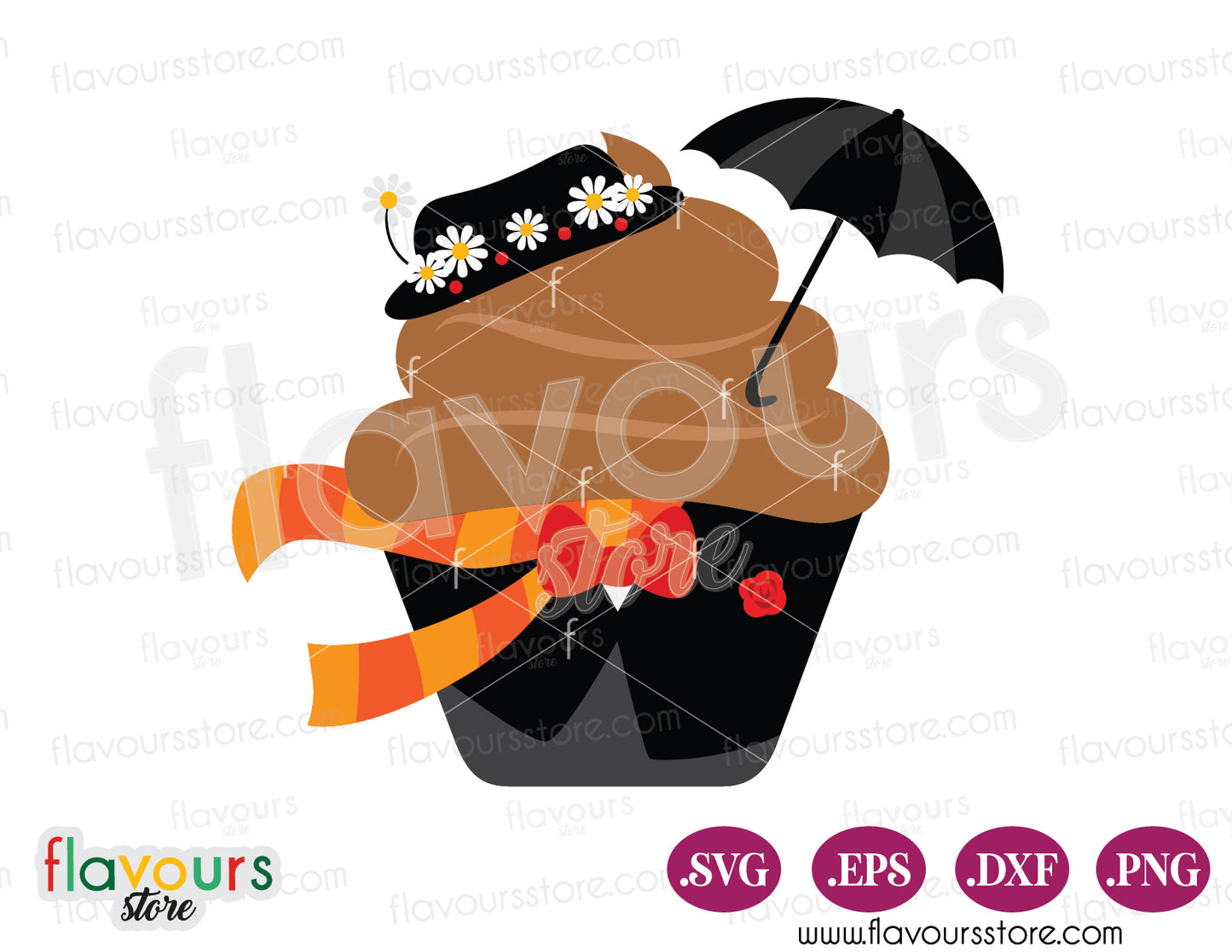 Mary Poppins Cupcake, Mary Poppins Inspired SVG Cut File