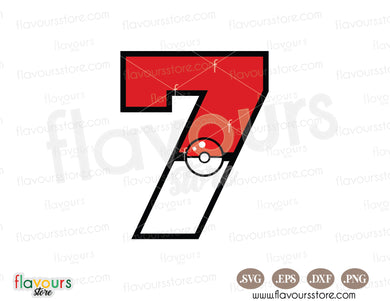 Number Seven Pokemon SVG Pokeball