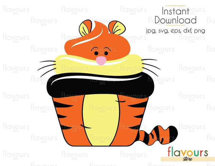 Tigger Cupcake - Winnie The Pooh - Cuttable Design Files (Svg, Eps, Dxf, Png, Jpg) For Silhouette and Cricut - FlavoursStore