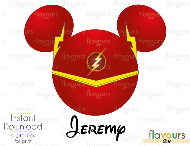 Flash Mickey Ears - Disney - Digital Files Printables - Iron On Transfer - JPG Files - FlavoursStore