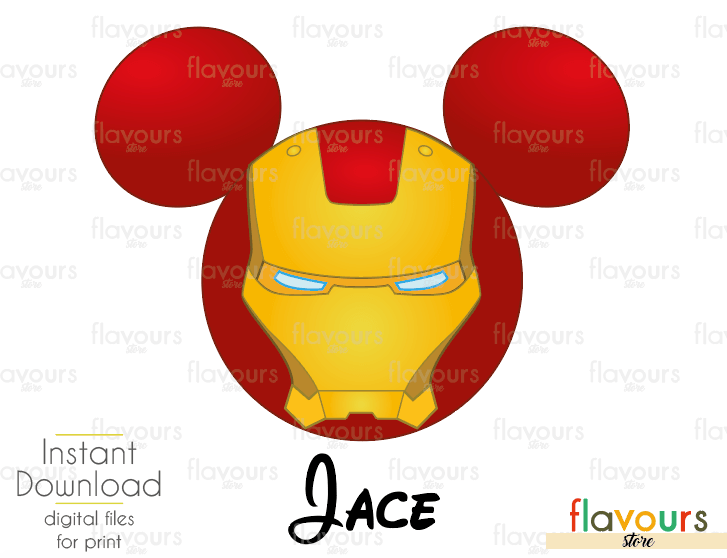 Iron Man Mickey Ears - Disney - Digital Files Printables - Iron On Transfer - JPG Files - FlavoursStore