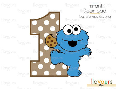 One - Baby Cookie Monster - Sesame Street - SVG Cut File - FlavoursStore