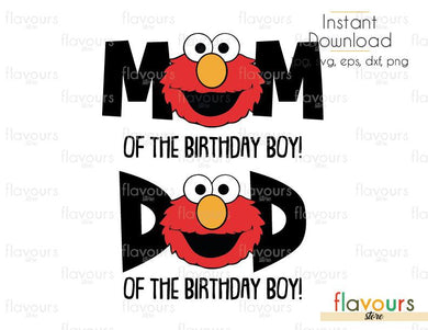 Mom And Dad Of The Birthday Boy - Elmo - Sesame Street - Cuttable Design Files (Svg, Eps, Dxf, Png, Jpg) For Silhouette and Cricut - FlavoursStore