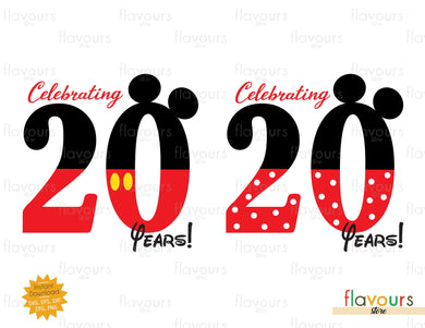 Celebrating 20 Years, Minnie Mickey Ears - SVG Cut File - FlavoursStore