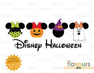 Disney Halloween Minnie Frankenstein Pumpkin Witch Ghost  - SVG Cut File - FlavoursStore