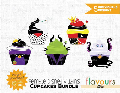 Female Villains Cupcakes Bundle - SVG Cut Files - FlavoursStore