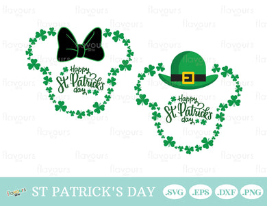 Happy St Patrick's Day Minnie and Mickey Head- SVG Cut File - FlavoursStore
