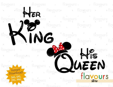 Her King - His Queen - Mouse Ears - Instant Download - SVG Cut File - FlavoursStore