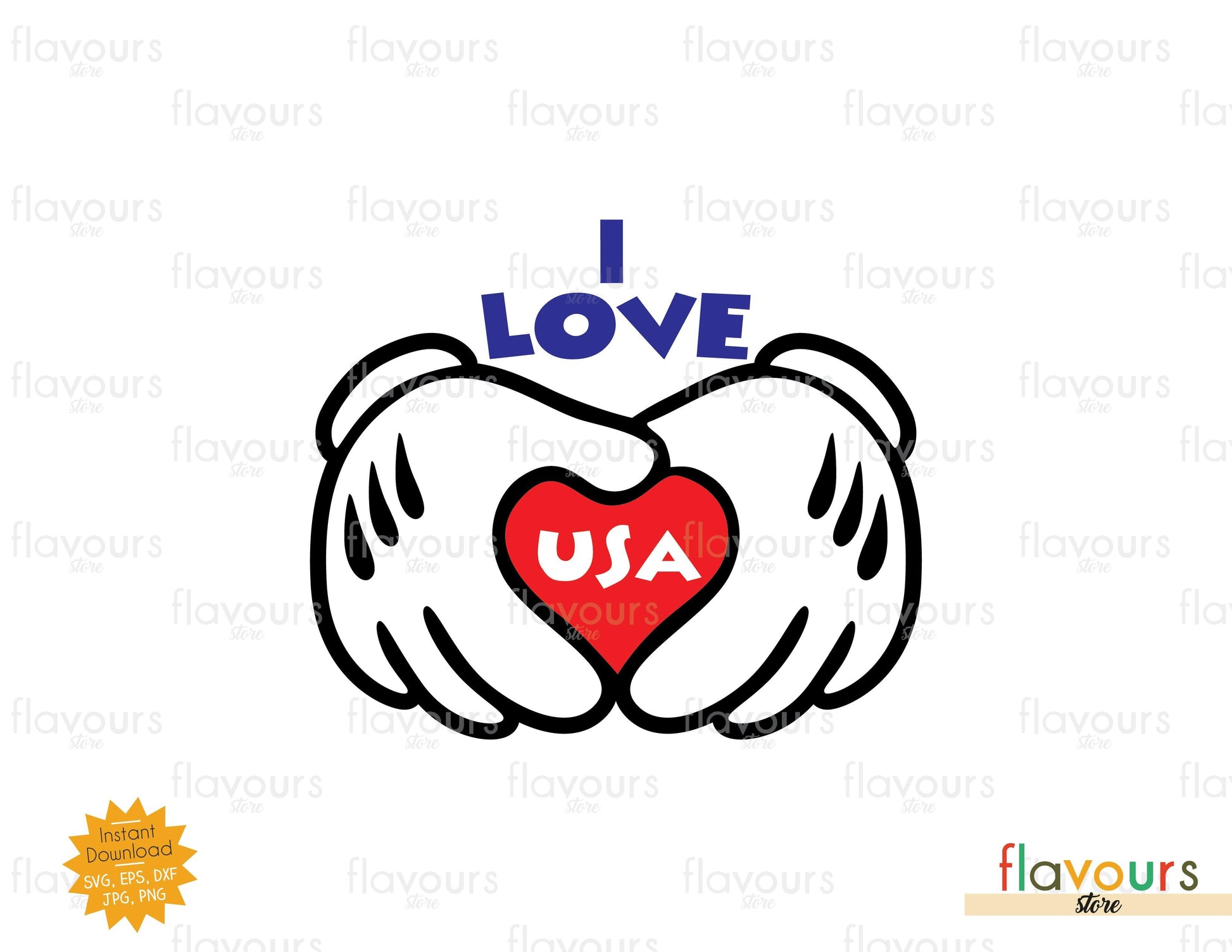 I Love USA, Mickey Gloves, 4th July, Independence Day - SVG Cut File - FlavoursStore