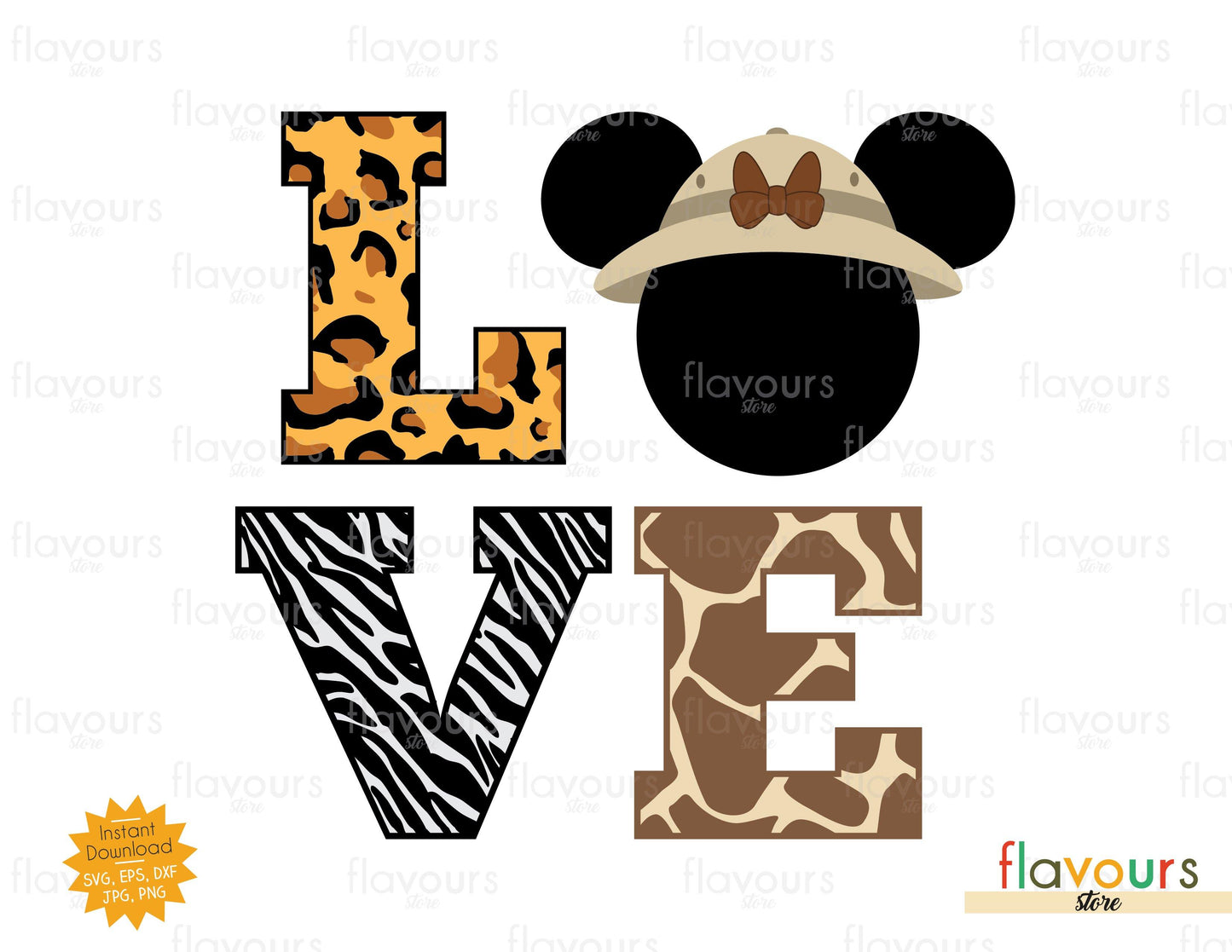 Love - Animal Kingdom - Minnie Ears - SVG Cut File - FlavoursStore