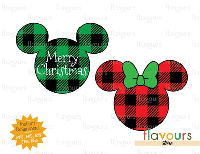 Mickey and Minnie Buffalo Plaid Ears - SVG Cut File - FlavoursStore