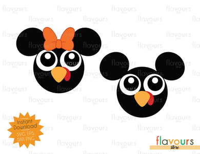 Mickey and Minnie Turkey - Thanksgiving - SVG File - Instant Download - FlavoursStore