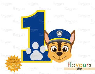 Number 1 - Chase - Paw Patrol - Instant Download - SVG FILES - FlavoursStore
