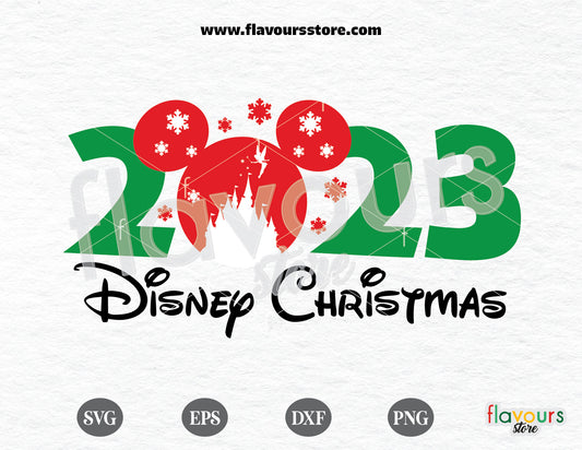 2023 Disney Christmas, Mickey Disney Castle Ears - SVG Cut File