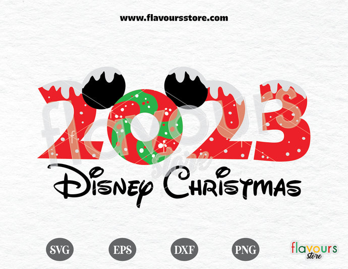 2023 Disney Christmas Snow, Mickey Ears - SVG Cut File