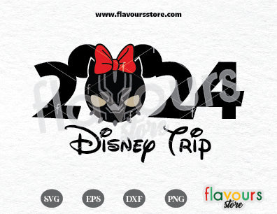 2024 Disney Trip SVG, Black Panther Minnie Ears SVG Cut File
