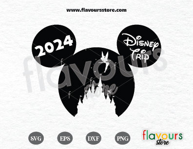 2024 Disney Trip, Mickey Ears Disney Castle SVG Cut Files