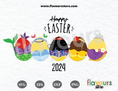 Happy Easter Princess Easter Eggs SVG Cut File