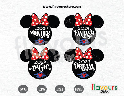 2024 Minnie Ears Magic Dream Fantasy Wonder Cruise SVG Cut Files