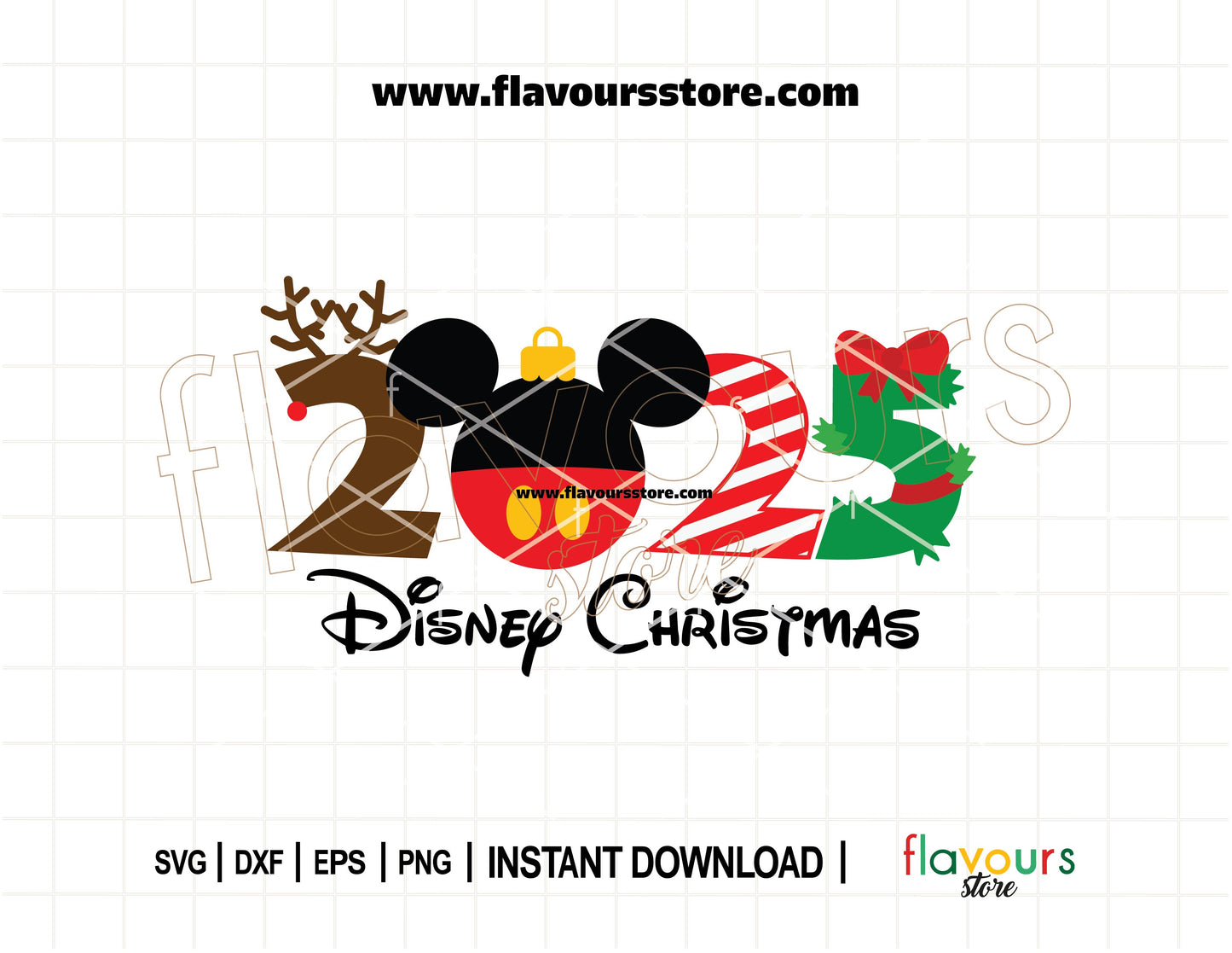 Festive Mickey Mouse ears designed as a Christmas ornament SVG, ideal for Cricut and Silhouette crafts like shirts, mugs, and holiday decorations.