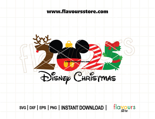 Festive Mickey Mouse ears designed as a Christmas ornament SVG, ideal for Cricut and Silhouette crafts like shirts, mugs, and holiday decorations.