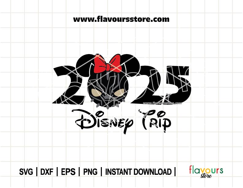2025 Disney Trip SVG, Black Panther Minnie Ears SVG Cut File 