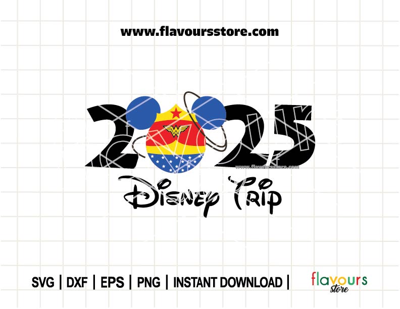 2025 Disney Trip, Wonder Woman Ears SVG Cut File 