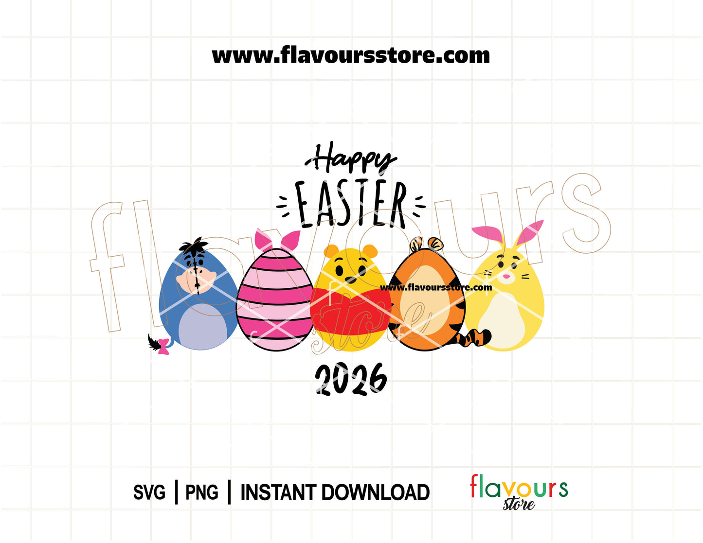 Winnie the Pooh Easter Eggs SVG and PNG for Cricut & Silhouette Disney Easter 2026 crafts