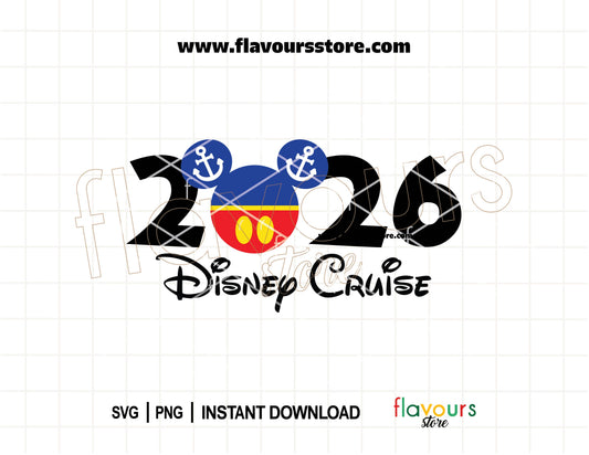 Disney Cruise 2026 Mickey Anchor SVG for family matching shirts and nautical Cricut crafts