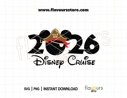 Disney Cruise Pirate Mickey Ears SVG PNG design for family vacation shirts and Cricut crafts
