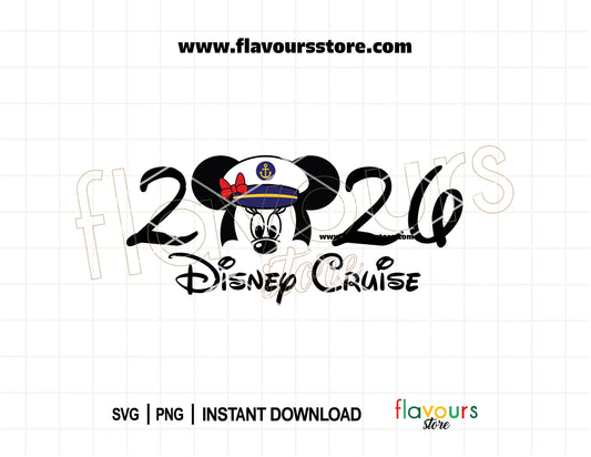 Captain Minnie Disney Cruise 2026 SVG for family cruise matching shirts for Cricut and sublimation