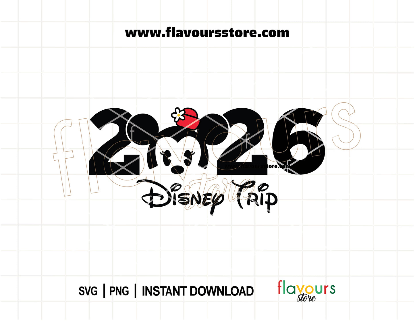 Baby Minnie face inspired Disney 2026 trip SVG PNG for Cricut family matching vacation shirts