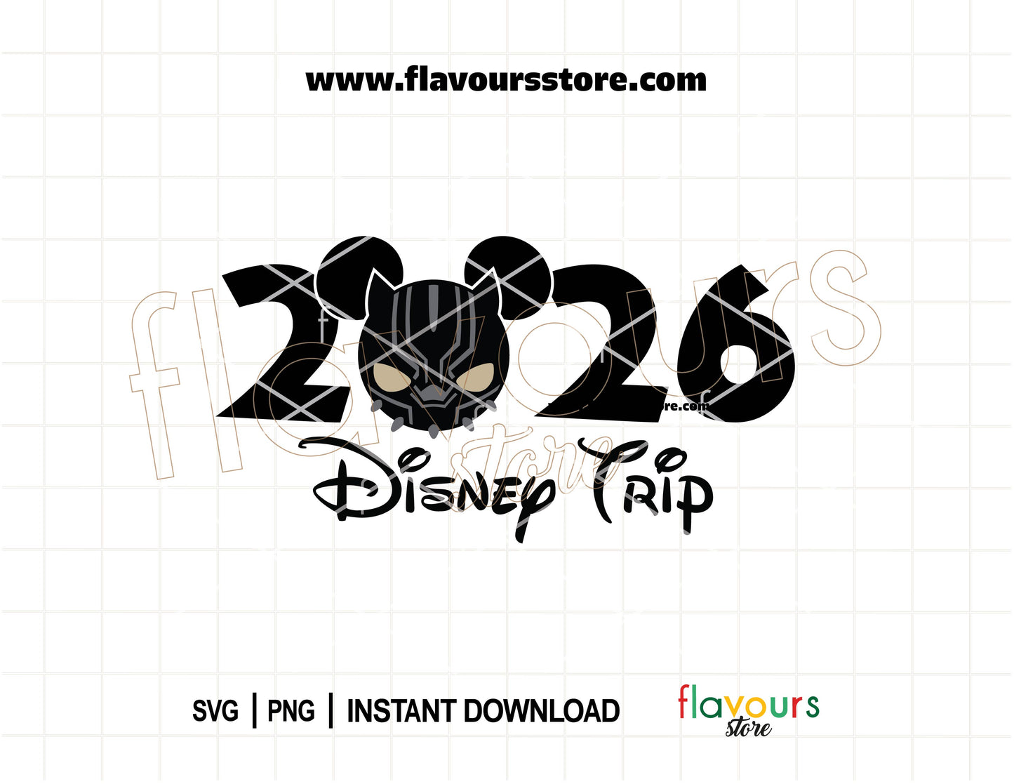 2026 Disney Trip Black Panther Mickey Ears SVG Marvel inspired Cricut design for matching family shirts