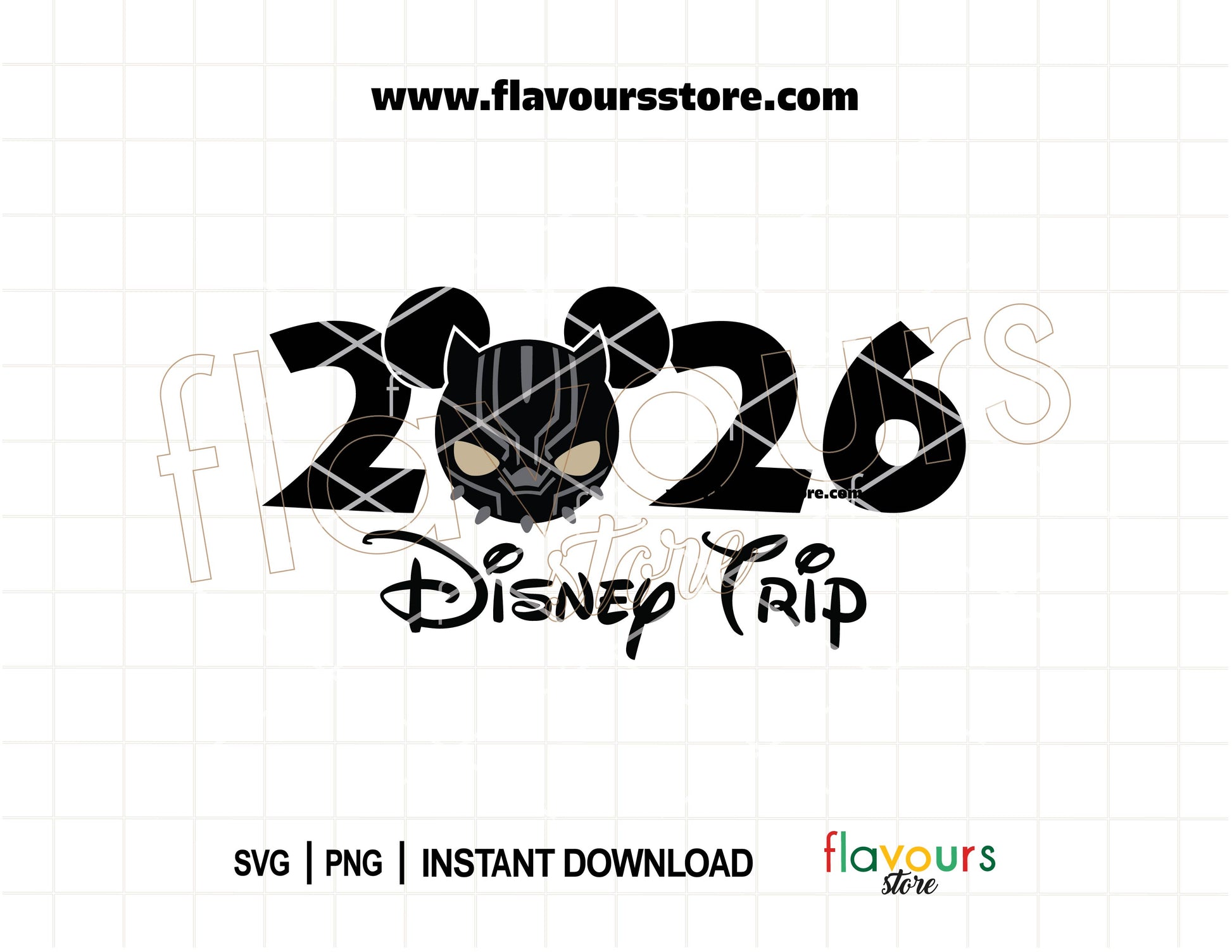 2026 Disney Trip Black Panther Mickey Ears SVG Marvel inspired Cricut design for matching family shirts