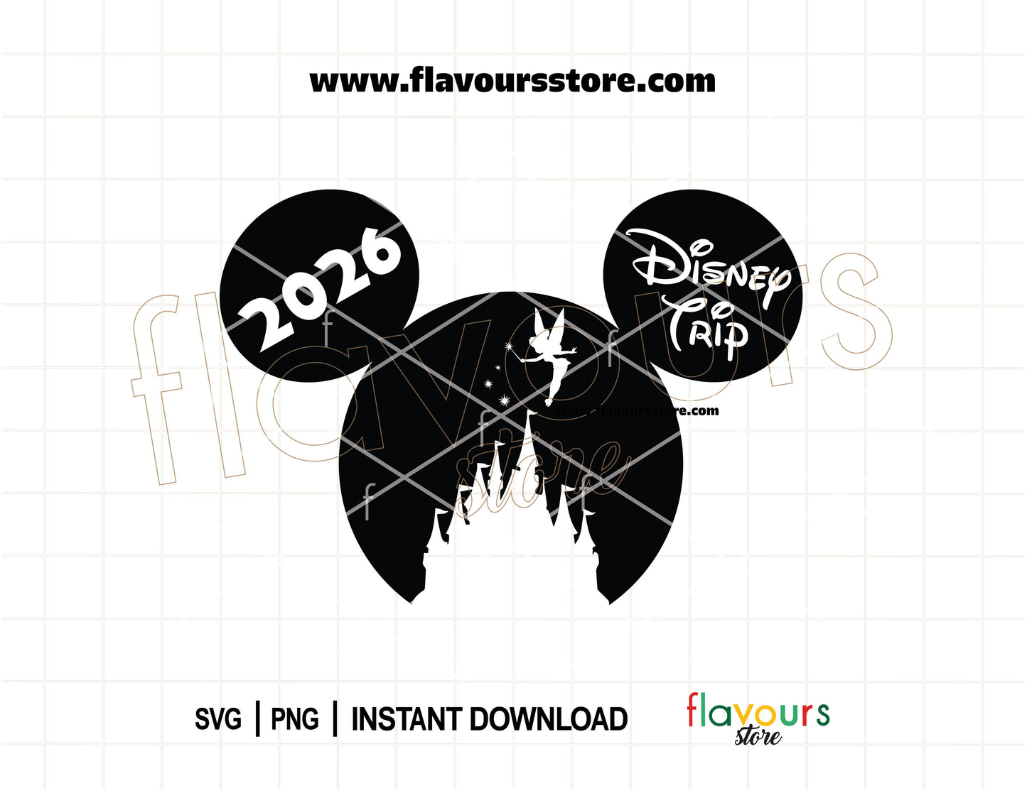2026 Disney Trip Mickey Mouse Ears Castle SVG files for Cricut family vacation matching shirts