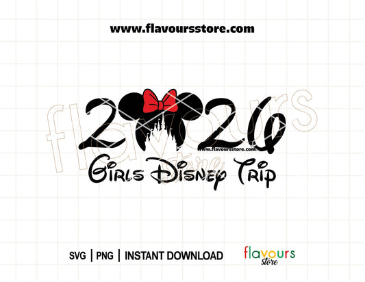 Minnie ears castle Girls Trip 2026 Disney inspired SVG design for matching shirts and Cricut cutting machines