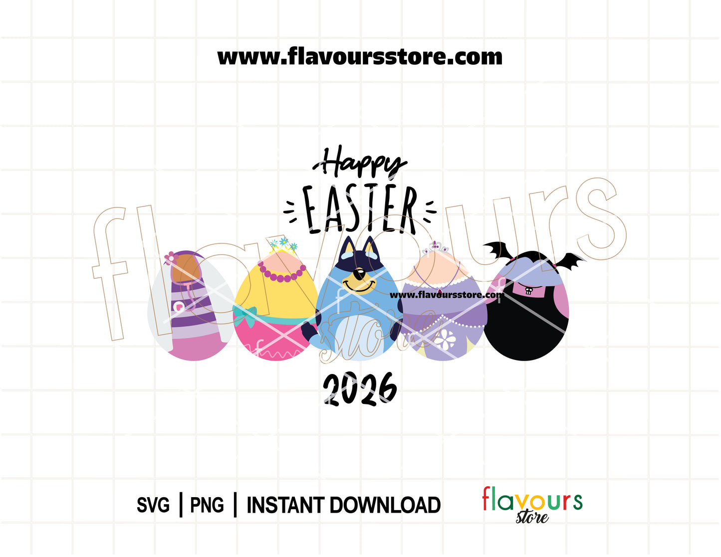 Disney Junior inspired Happy Easter SVG for Cricut with bunny ears and cute kids Easter characters