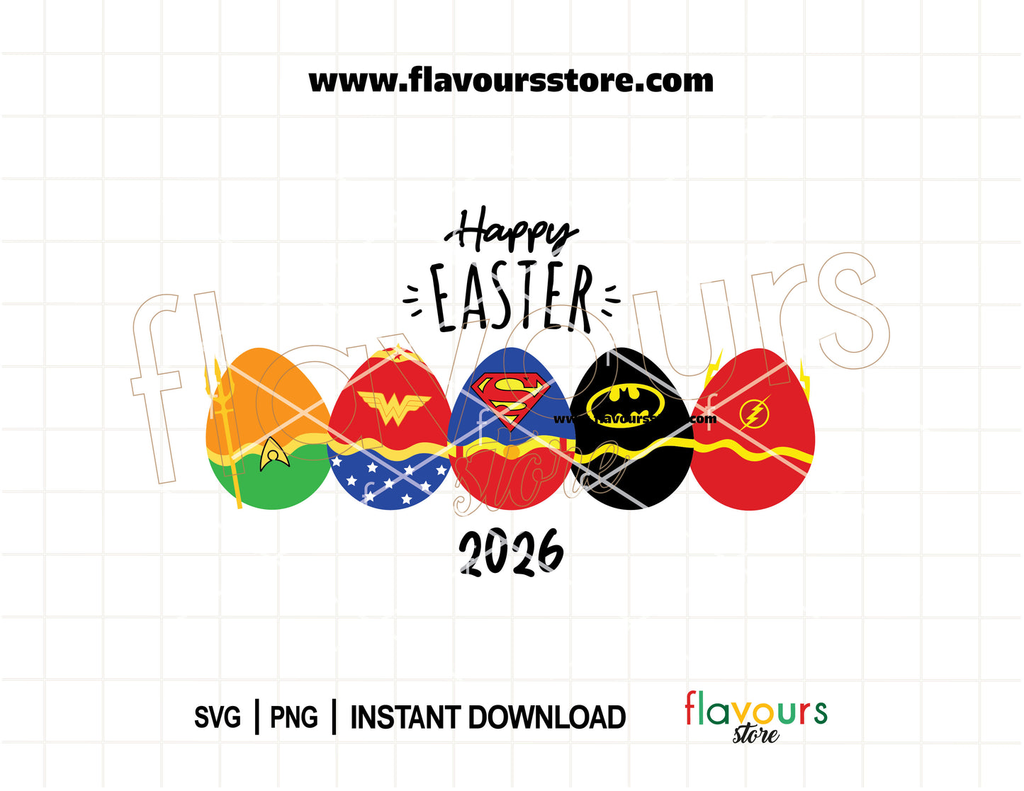 Superhero Easter Eggs SVG for Cricut, Happy Easter 2026 PNG Digital Cut Files for DIY Crafts, Shirts, and Easter Baskets