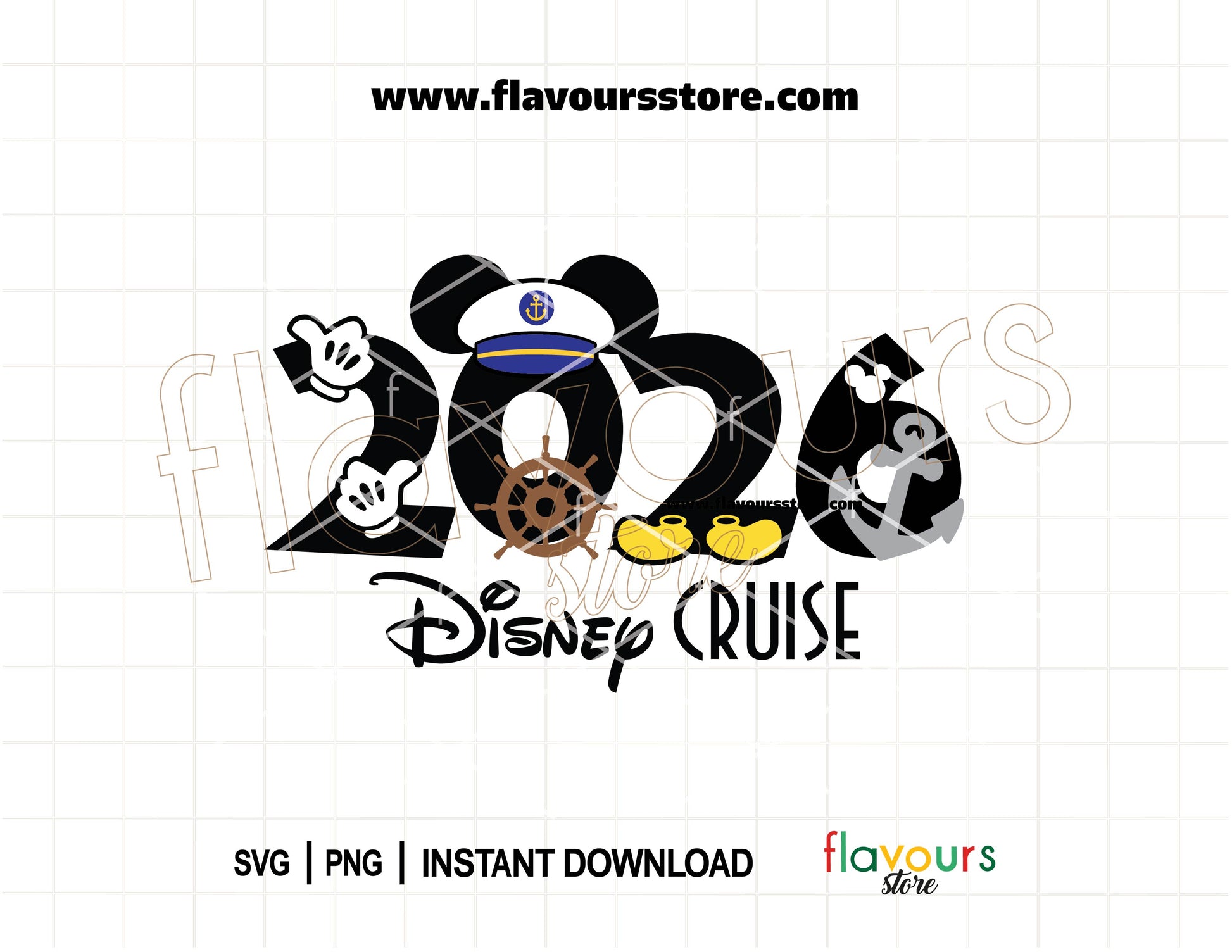 2026 Mickey Captain Ears Disney Cruise SVG for matching shirts and stateroom door magnets Cricut and Silhouette cut file