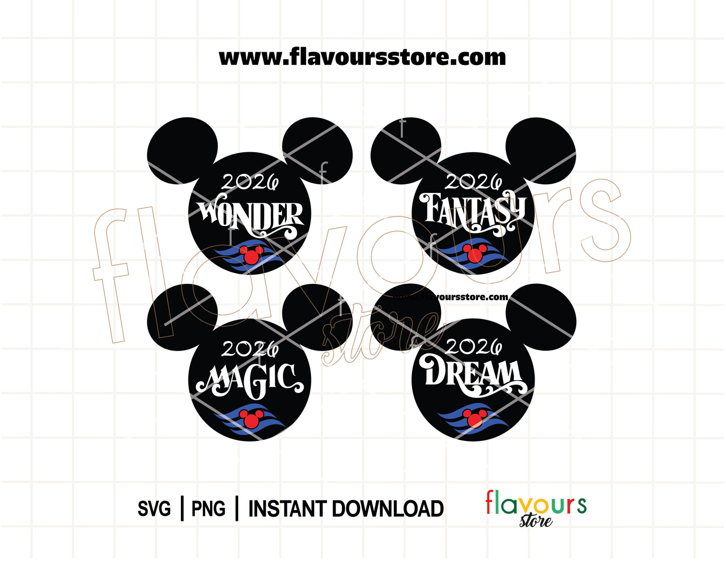 2026 Mickey Mouse ears SVG bundle for Disney family vacation matching shirts Cricut design download