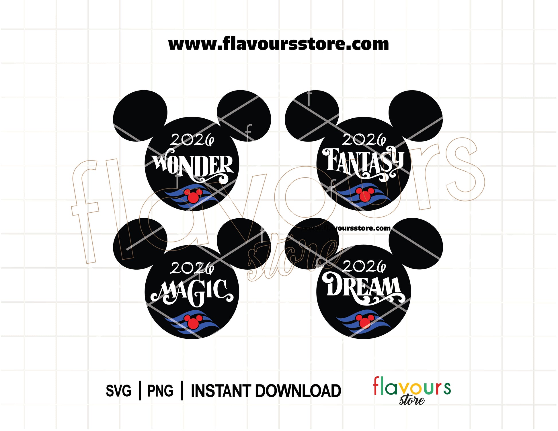 2026 Mickey Mouse ears SVG bundle for Disney family vacation matching shirts Cricut design download