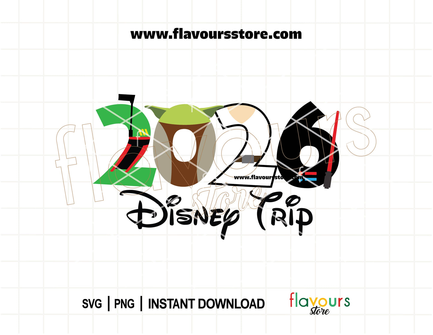 Star Wars Disney Trip 2026 SVG for matching family vacation shirts with lightsabers for Cricut and sublimation