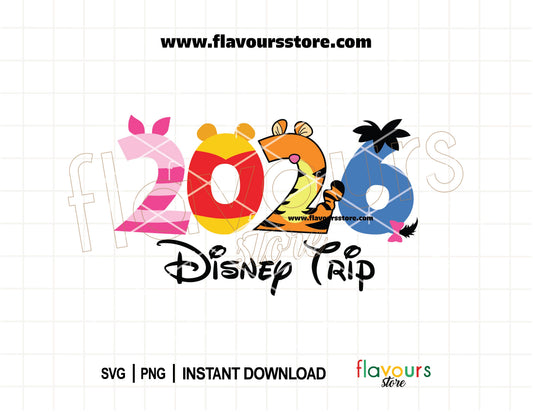 Winnie-inspired 2026 Disney trip SVG for matching family vacation shirts for Cricut and Silhouette
