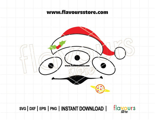 Toy Story Alien wearing Santa hat SVG cut file for Cricut and Silhouette Christmas crafts.
