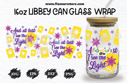 At Last I See The Lights Svg, Rapunzel svg, 16oz Libbey Can Cup Wrap, Libbey Wrap Svg